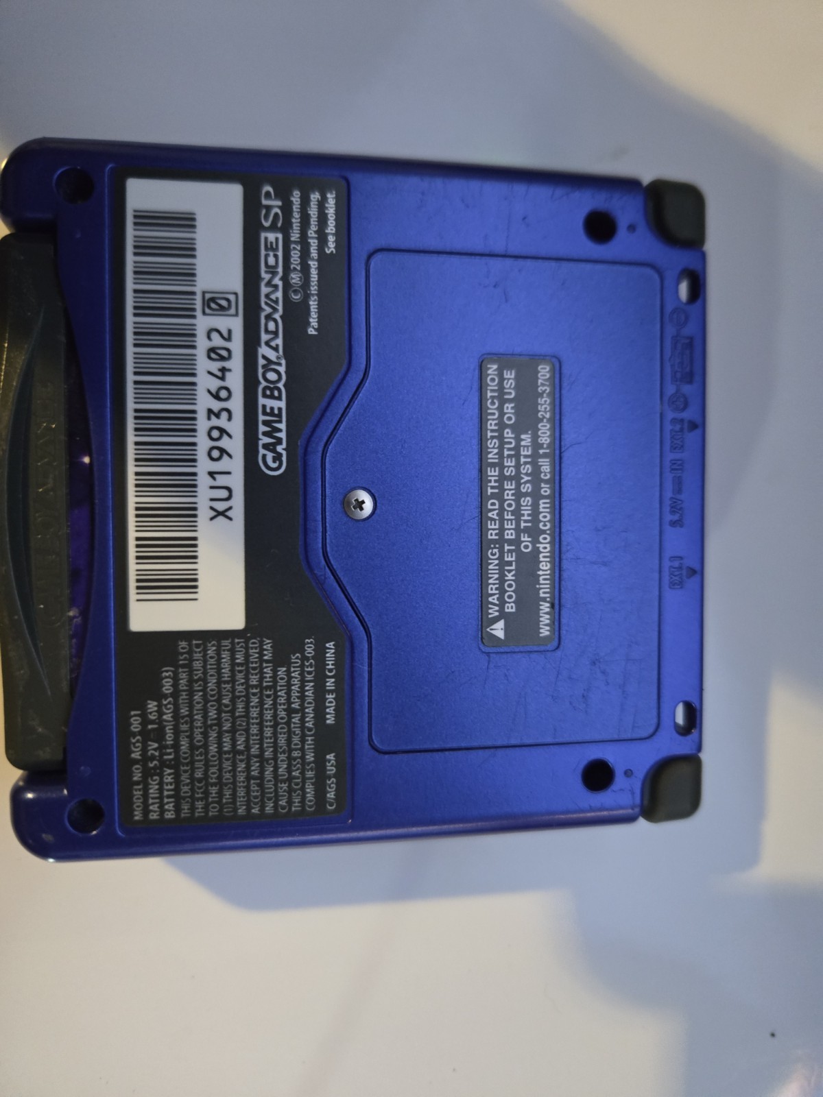 🎮Cobalt Blue Nintendo Game Boy Advance SP AGS-001 Video Gaming Handheld TESTED