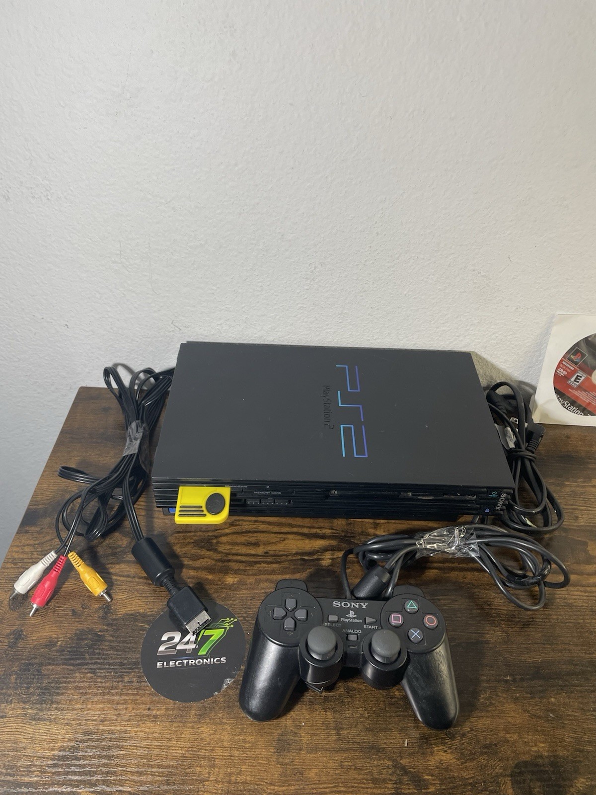 Sony PlayStation 2 PS2 Console SCPH-30001 R Black w Controller AV/Power TESTED