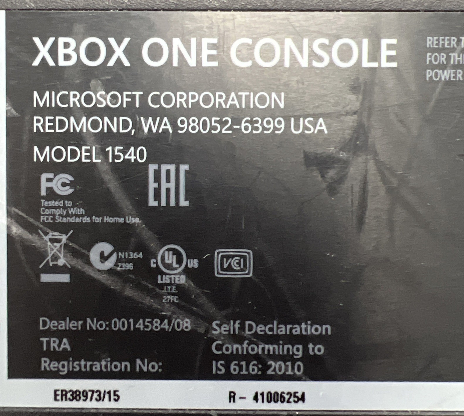 MICROSOFT XBOX ONE (1540) – 365GB – (CONSOLE ONLY) AS-IS