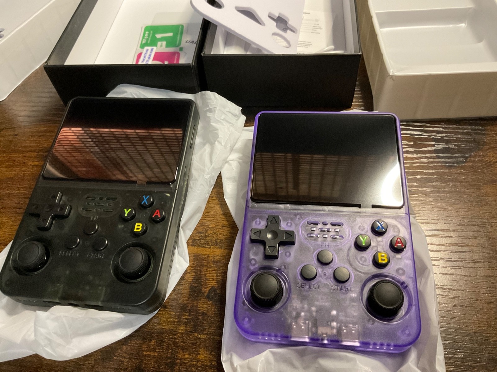 Nice! Open Box Retro Game Console R36S 64gb, Purple & Black – Lot of 2