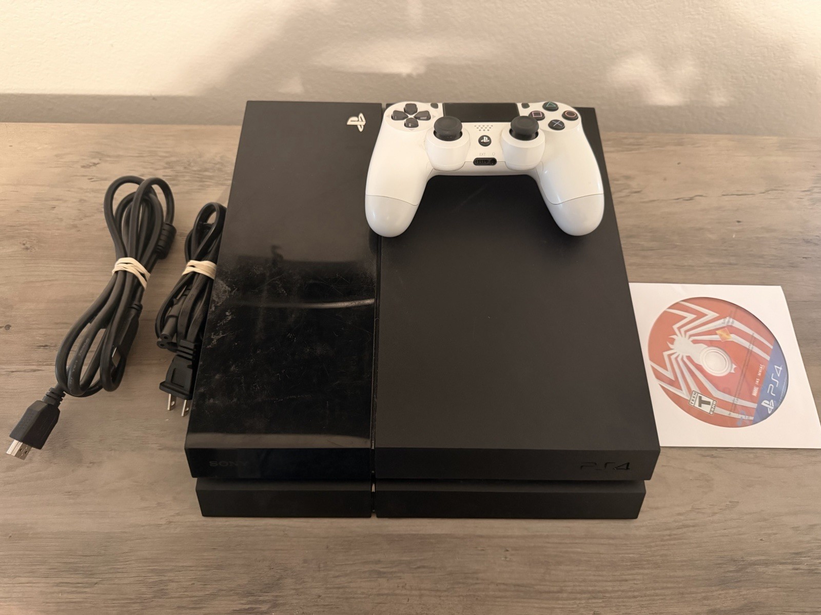 PlayStation 4 (500GB ; Firmware 10.01) w/ Power/HDMI, Controller, and Spiderman