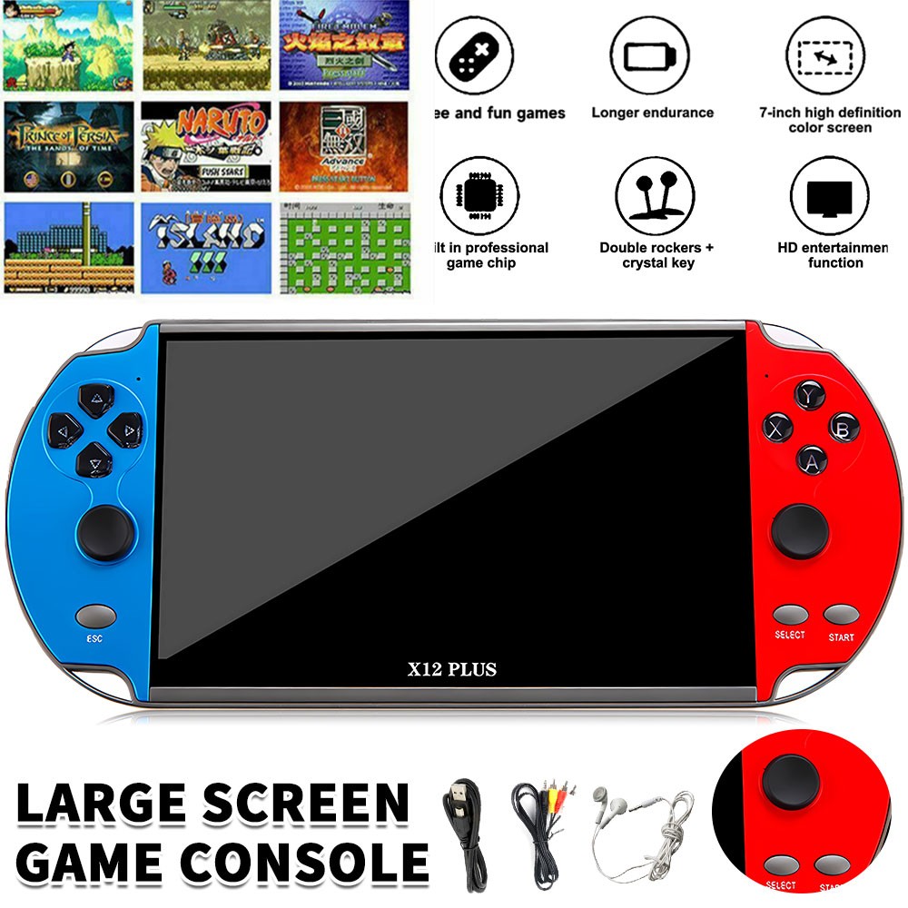 7″ X12 Plus Handheld Game Console HD Screen Retro Video Built-in 10000 Games VX