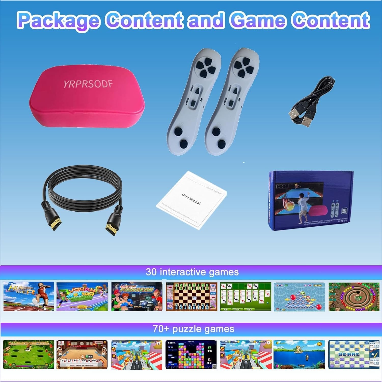 Interactive 2.4G Wireless Game Console with 100+ Games – HD Red Design