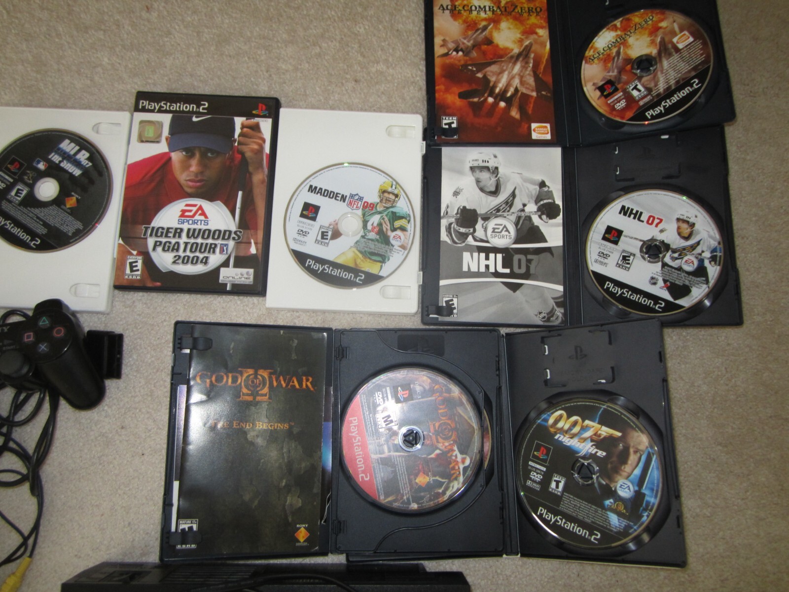 Sony PS2 Game System Bundle w/ contoller 7 Games 2 Memory Cards