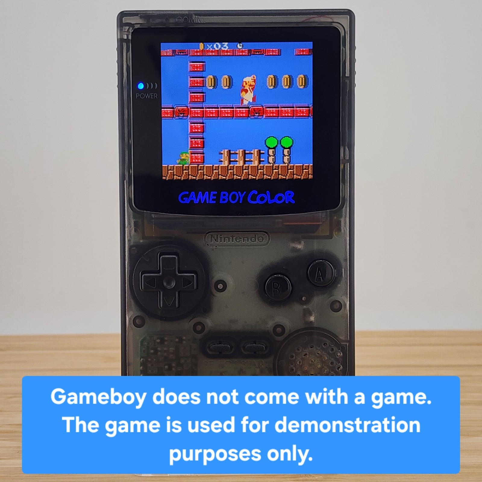 Gameboy Color, OLED Touch Screen, Clear Black Shell Game Boy GBC, Power LED Swap