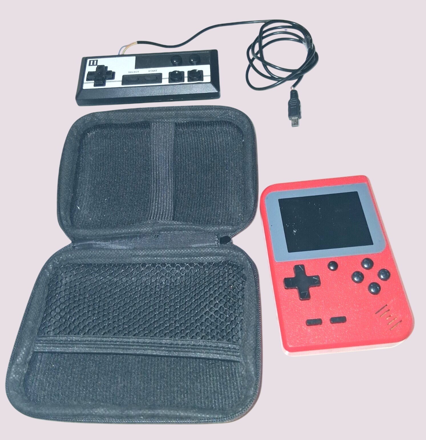 Retro Handheld Gaming Console With Controller Protective Case – Red