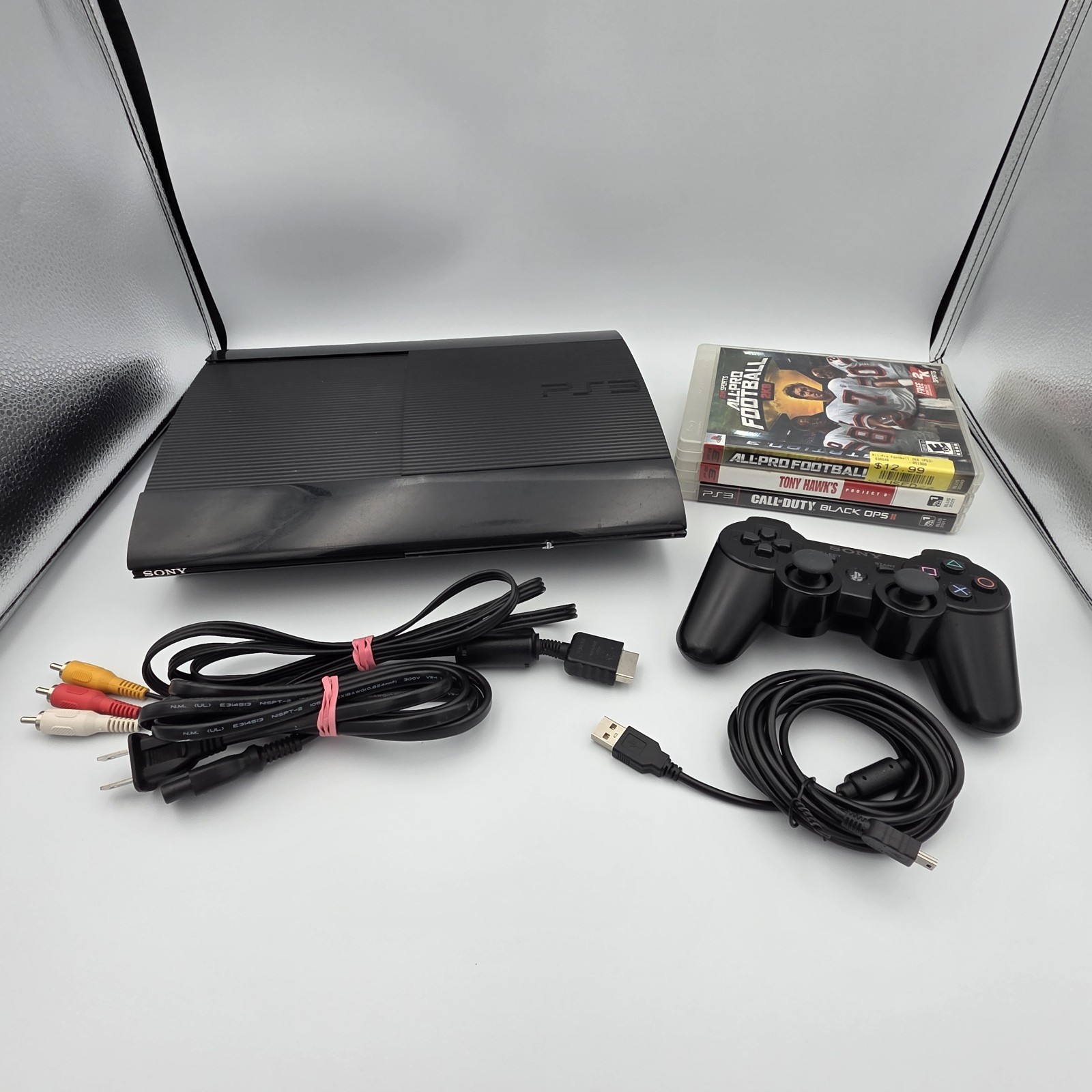 Sony PlayStation 3 PS3 Super Slim 250GB CECH-4001B Console Controller Cable Game