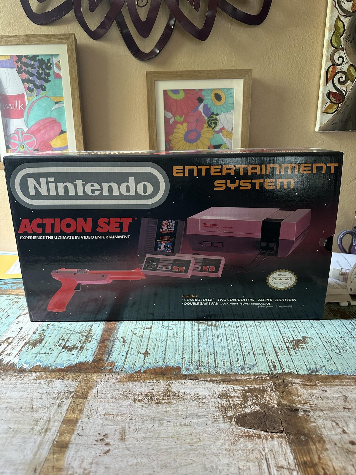 Vintage Nintendo NES Action Set Original Box Only Styrofoam Inserts Manuals