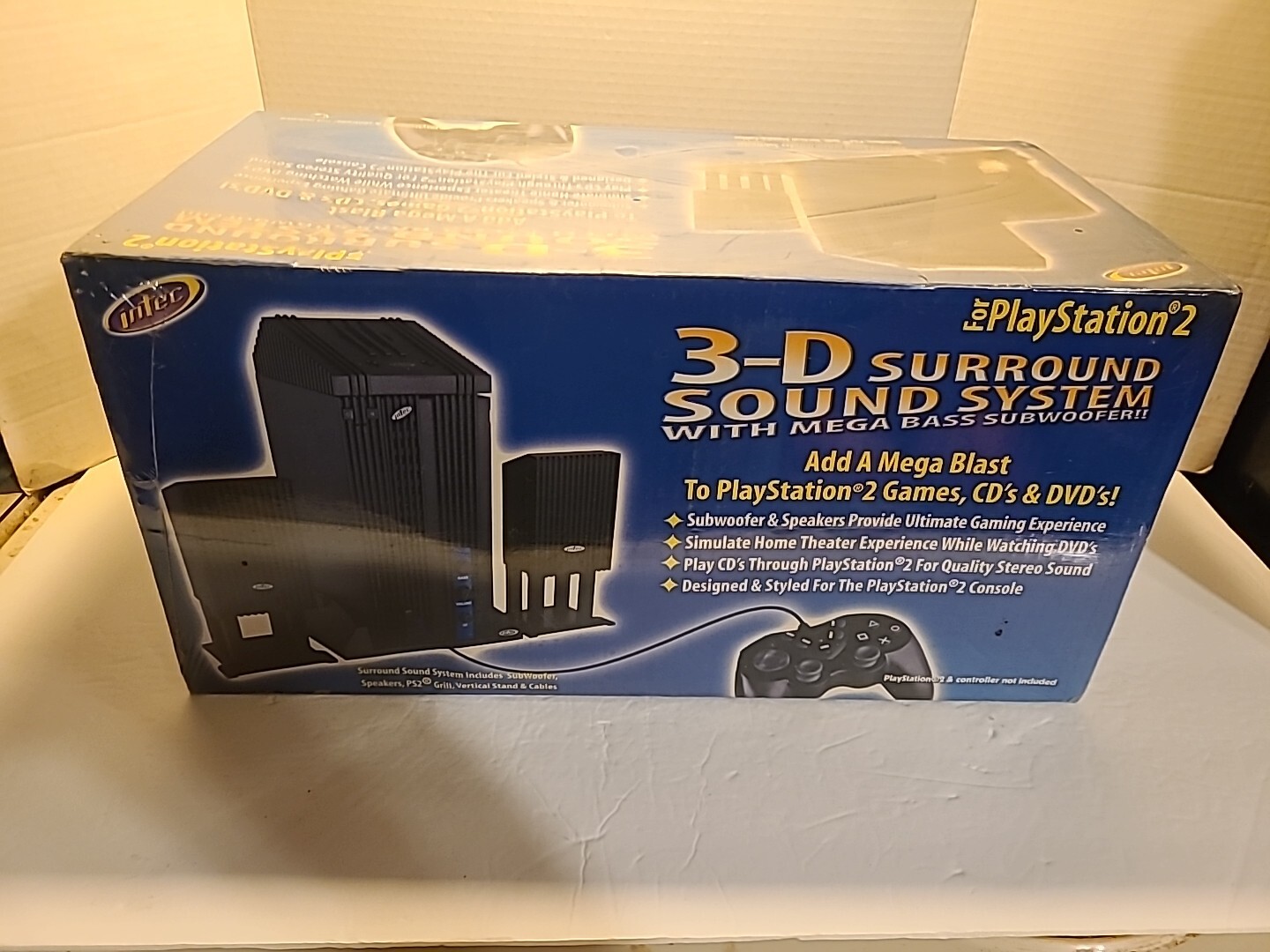 NEW VTG 2001 PS2 3-D SURROUND SOUND SYSTEM INTEC PLAYSTATION 2 SUBWOOFER NOS