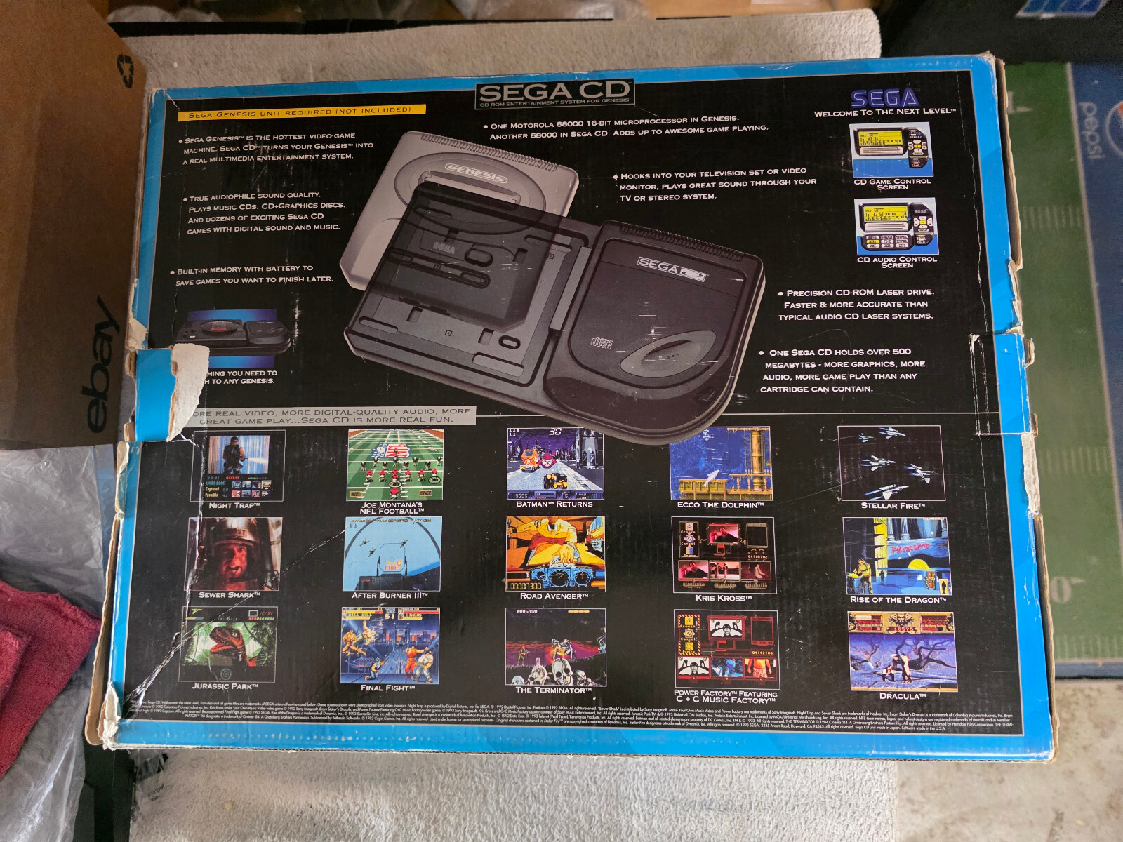 Sega CD Model 2 Console w/Genesis 2 Console w/Sewar Shark-CIB PLUS! VGC! TESTED!