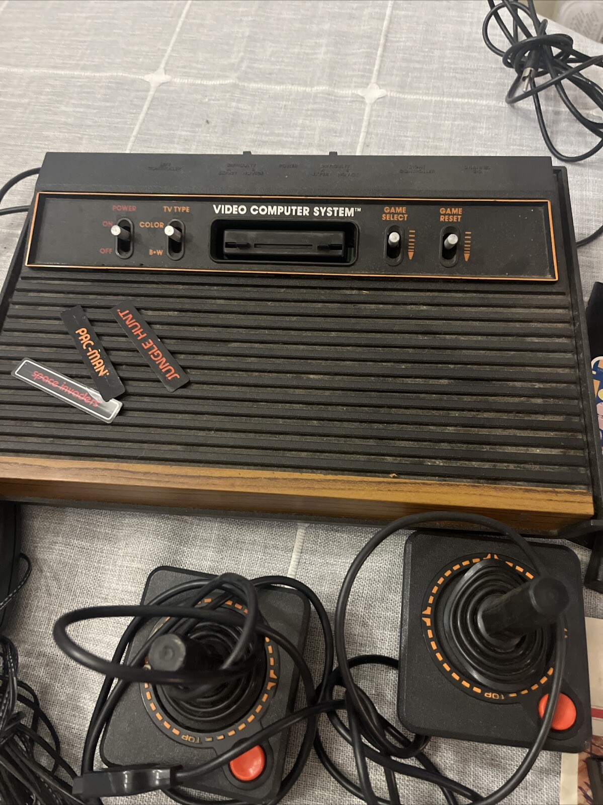 Atari Vintage CX-2600A Console Joysticks Paddles Pac-Man Pitfall Lot Not Tested