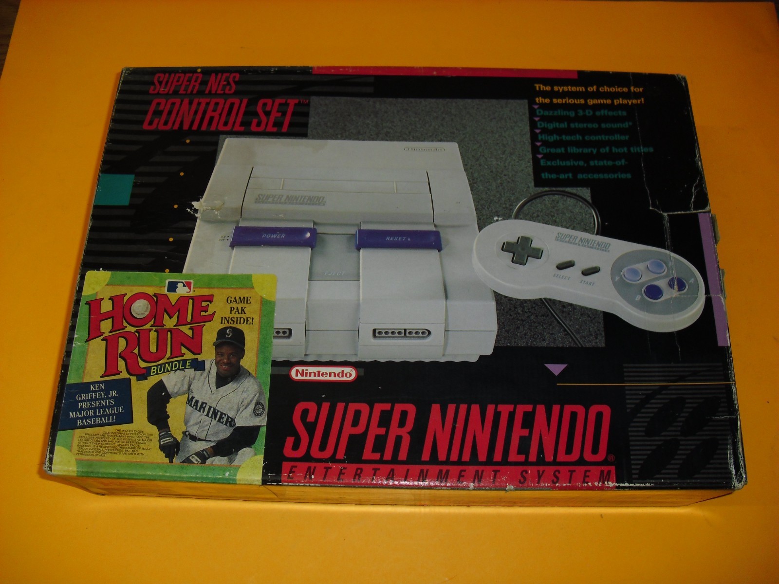 SNES Control Set Home Run Bundle w/o Ken Griffey game complete in box system!