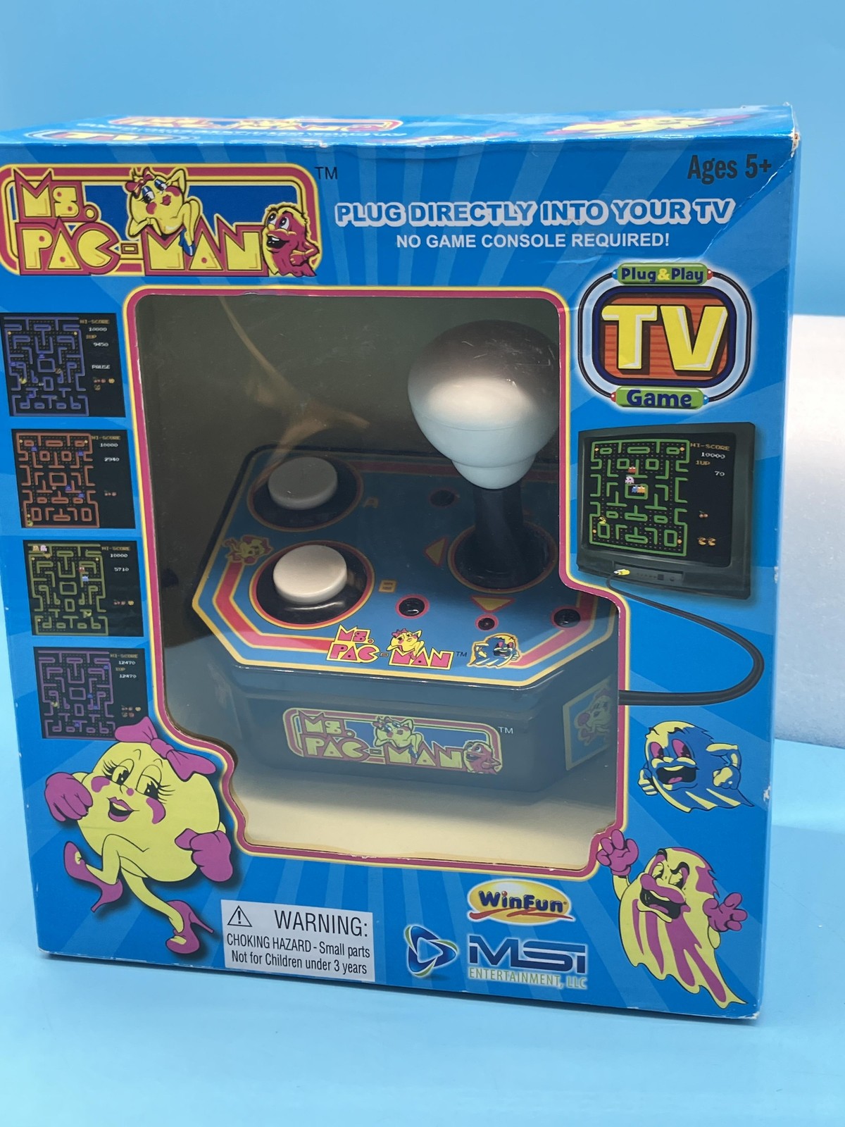 MSI Entertainment Ms. Pac-Man Plug & Play TV Microconsole Blue 2017 Joystick