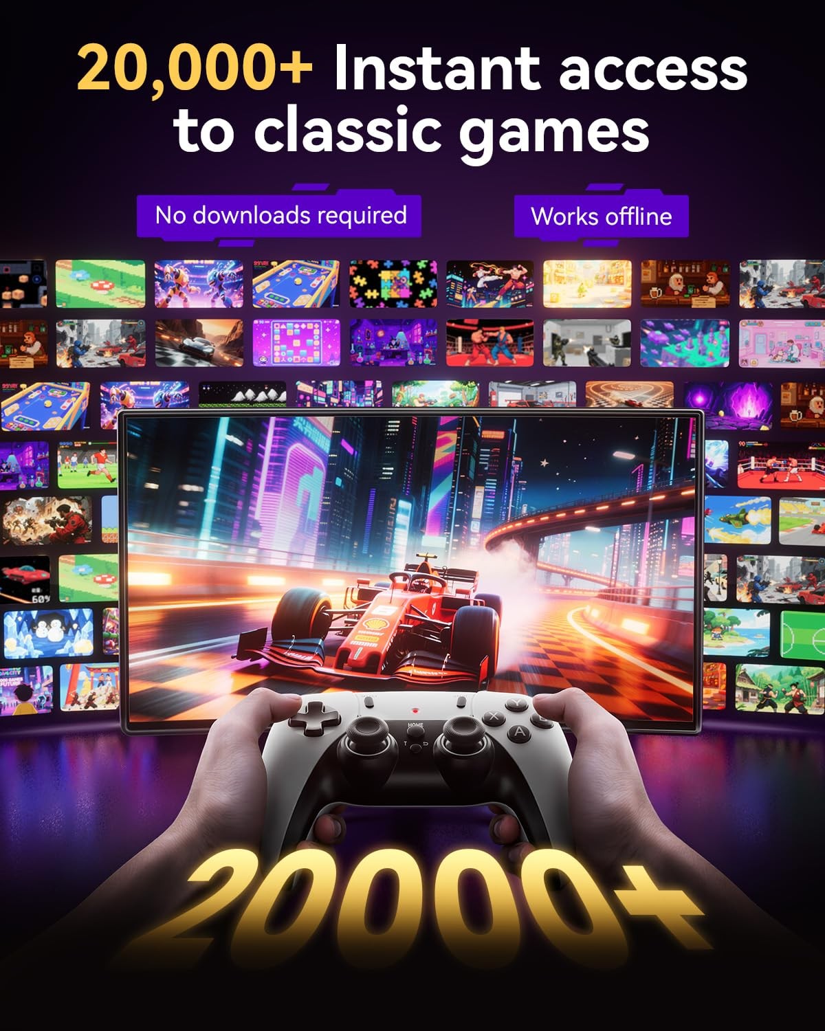 2026 Upgraded Retro Gaming Console, 20,000+ Retro Game Stick, 23 Emulators, 4K H