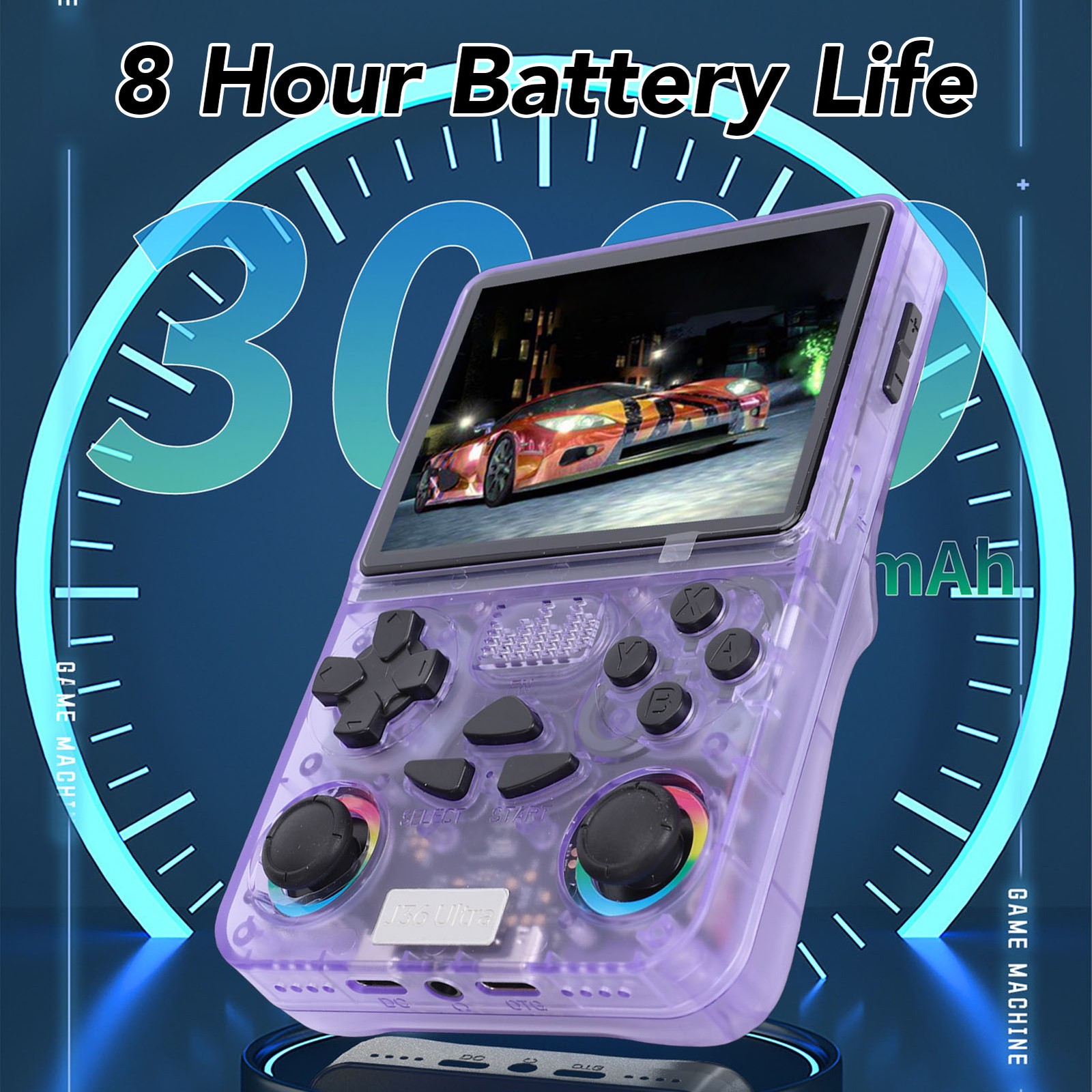 Retro Handheld Game Console 4 Inch Screen Built In 64GB Small Memory Card S FYZJ