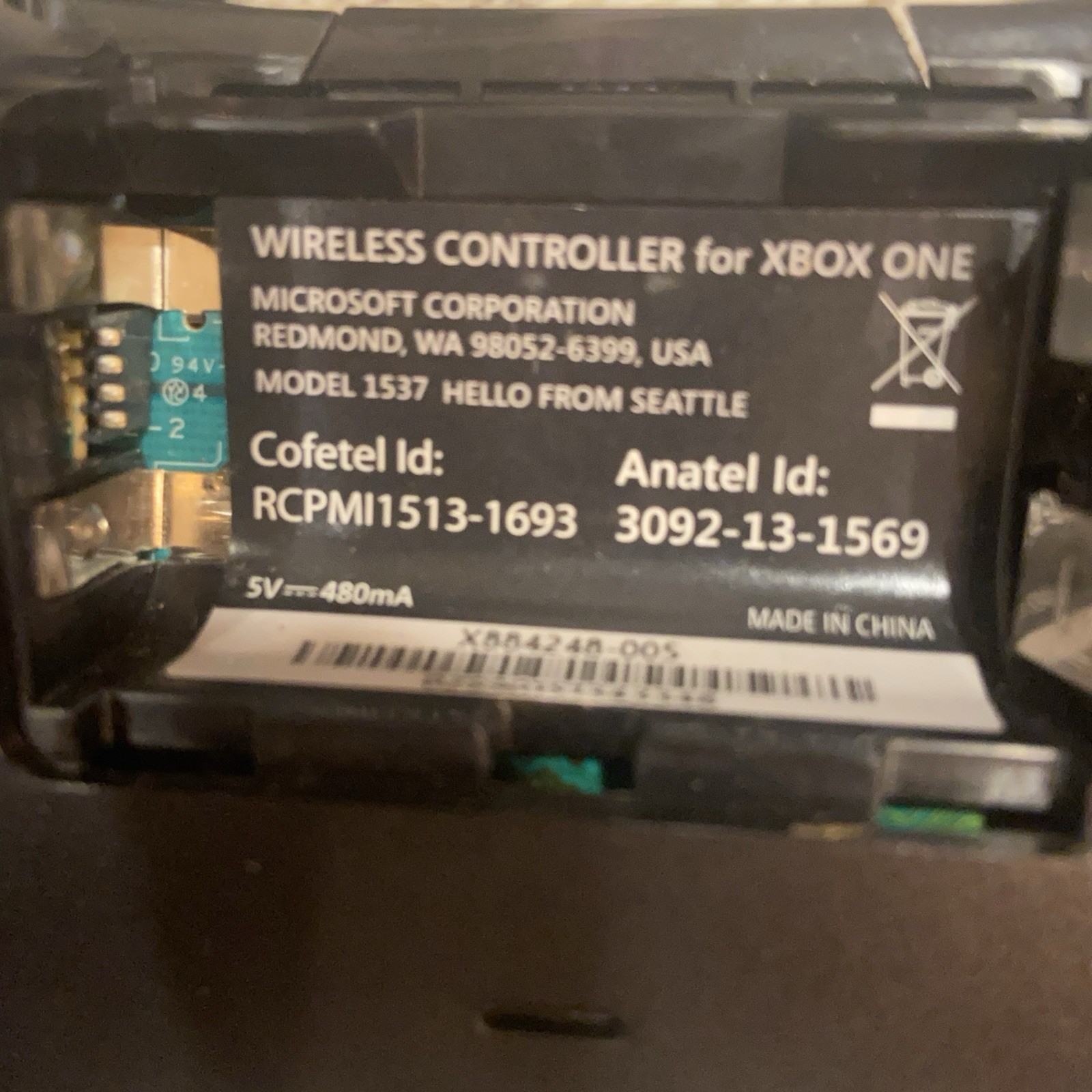 Microsoft Xbox One 1540 500GB Console Tested & WORKING W/Cords 2 Controller READ