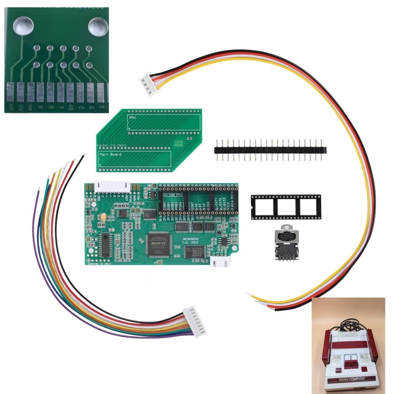 Modified FC Famicom Retro Motherboard for NESRGB 2.0 Kit