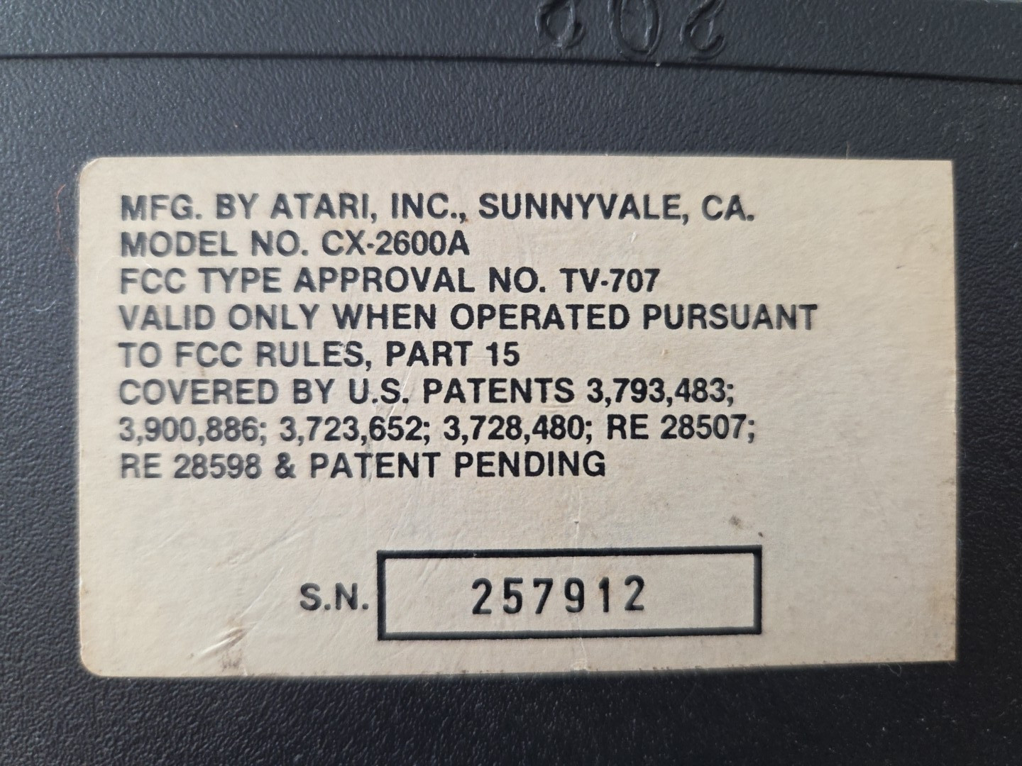WORKING SUNNYVALE, CA. PROMOTIONAL CONSOLE ATARI VCS – CX2600A 2600 MADE IN USA