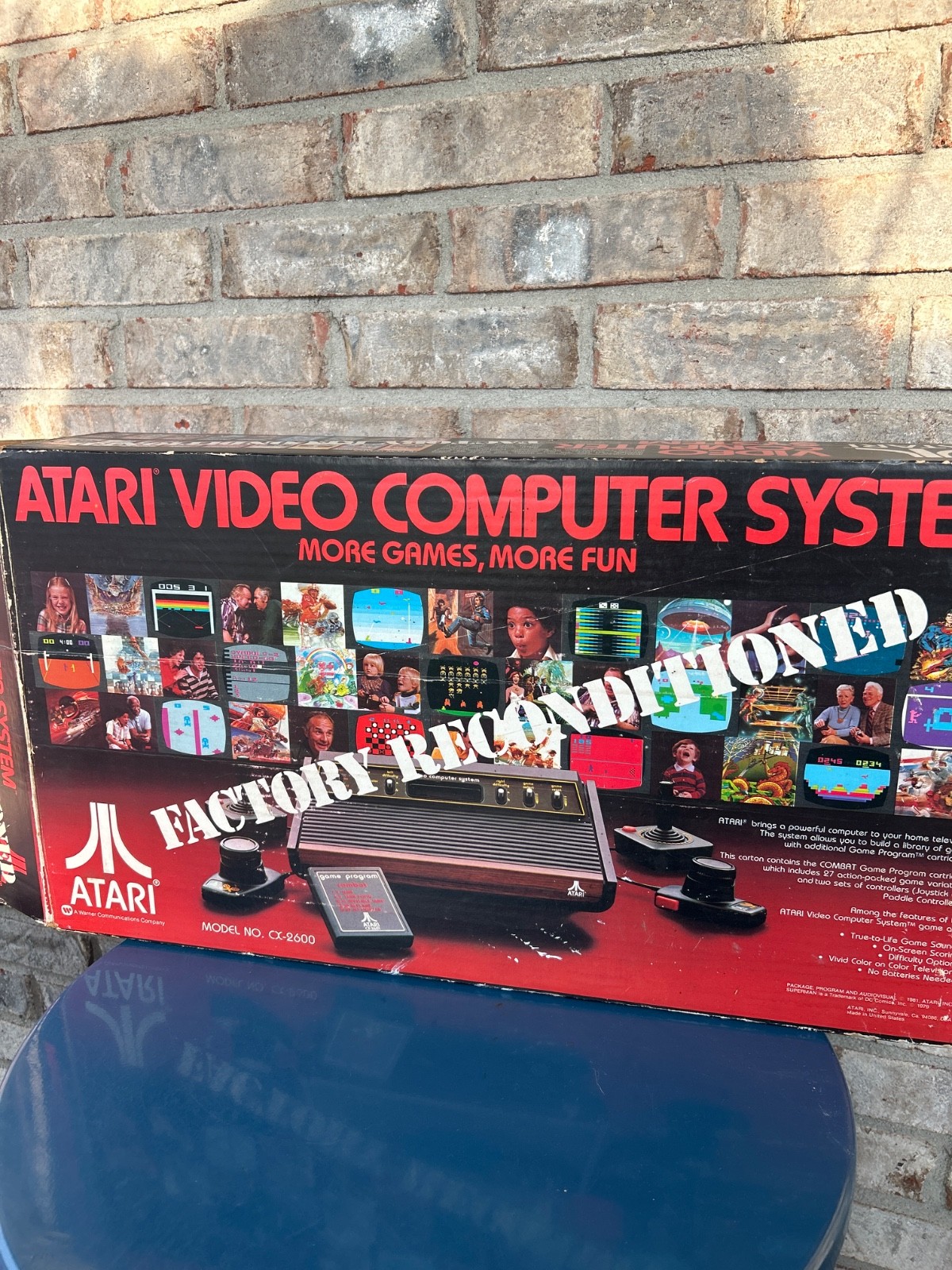 ATARI CX2600 Game System FACTORY RECONDITIONED WITH BOX AND GAMES Untested As Is