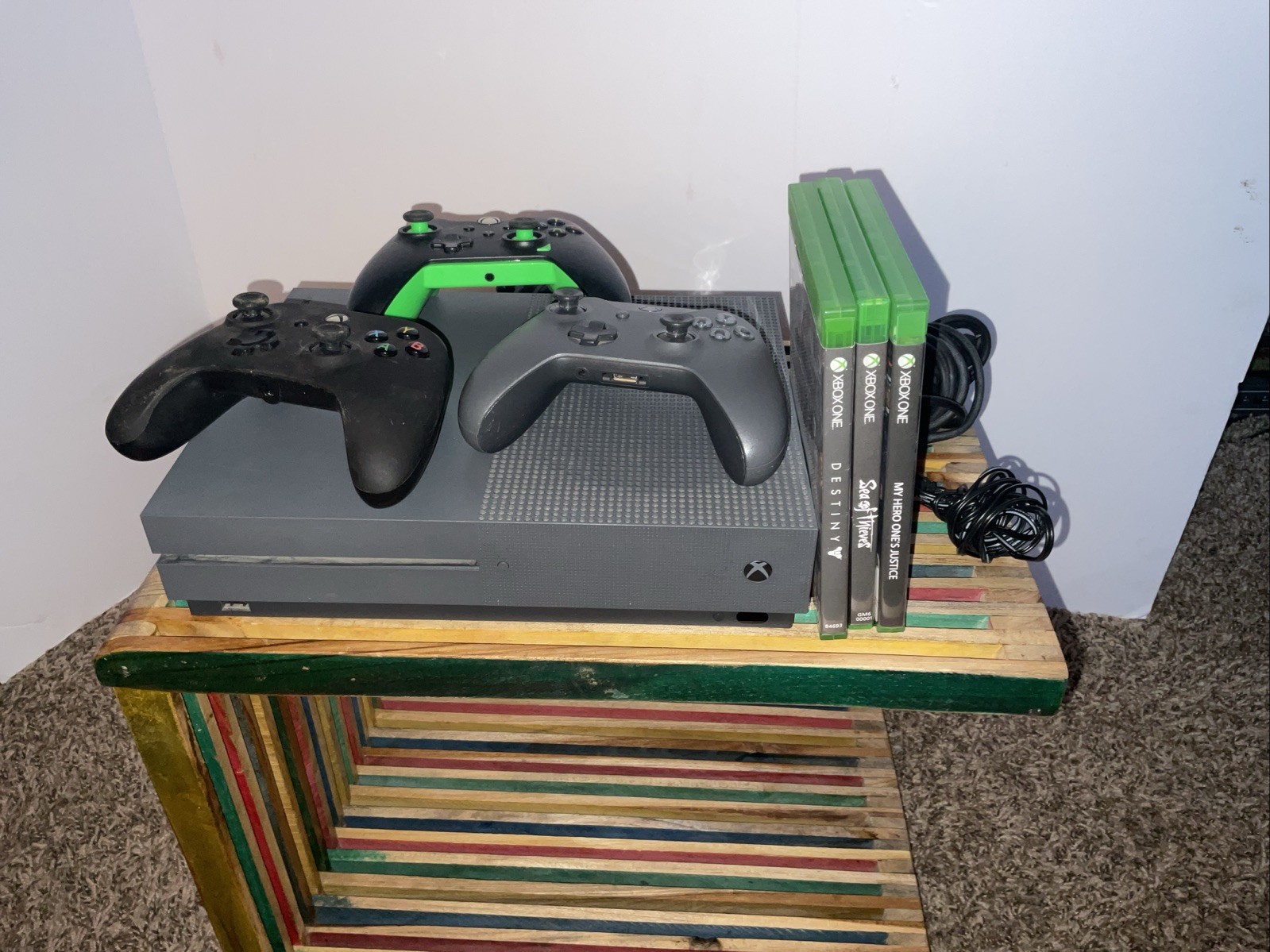 Microsoft Xbox One S Console Battlefield Storm Gray 500GB W Controllers & Games