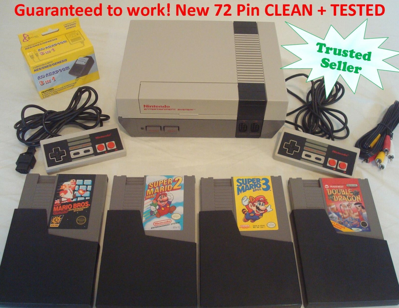 Nintendo NES Console System Games Super Mario 1 2 3 Double Dragon ALL TESTED!