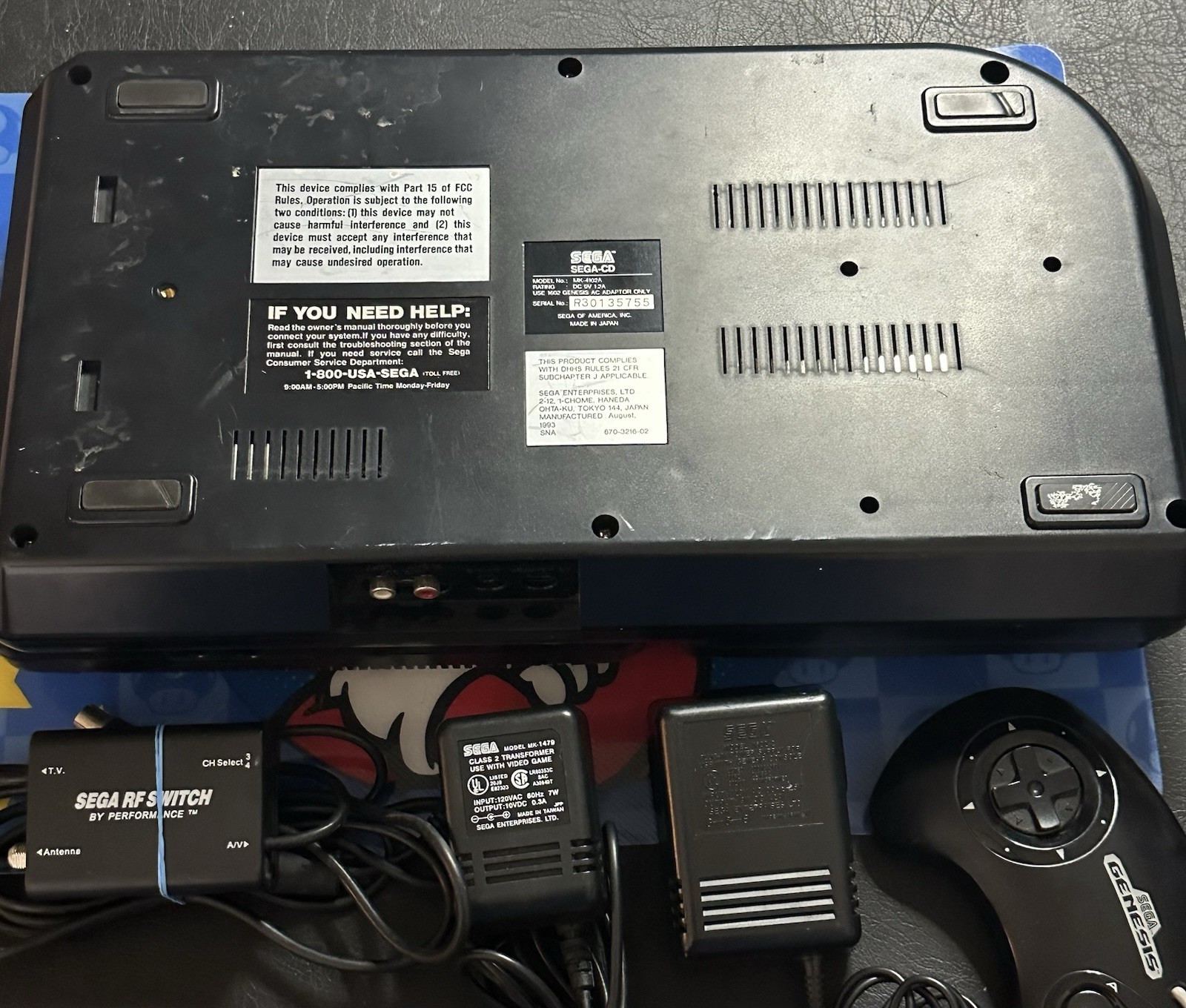 Sega Genesis Model 2 + Sega CD Model 2 Console Bundle OEM Cords Controller