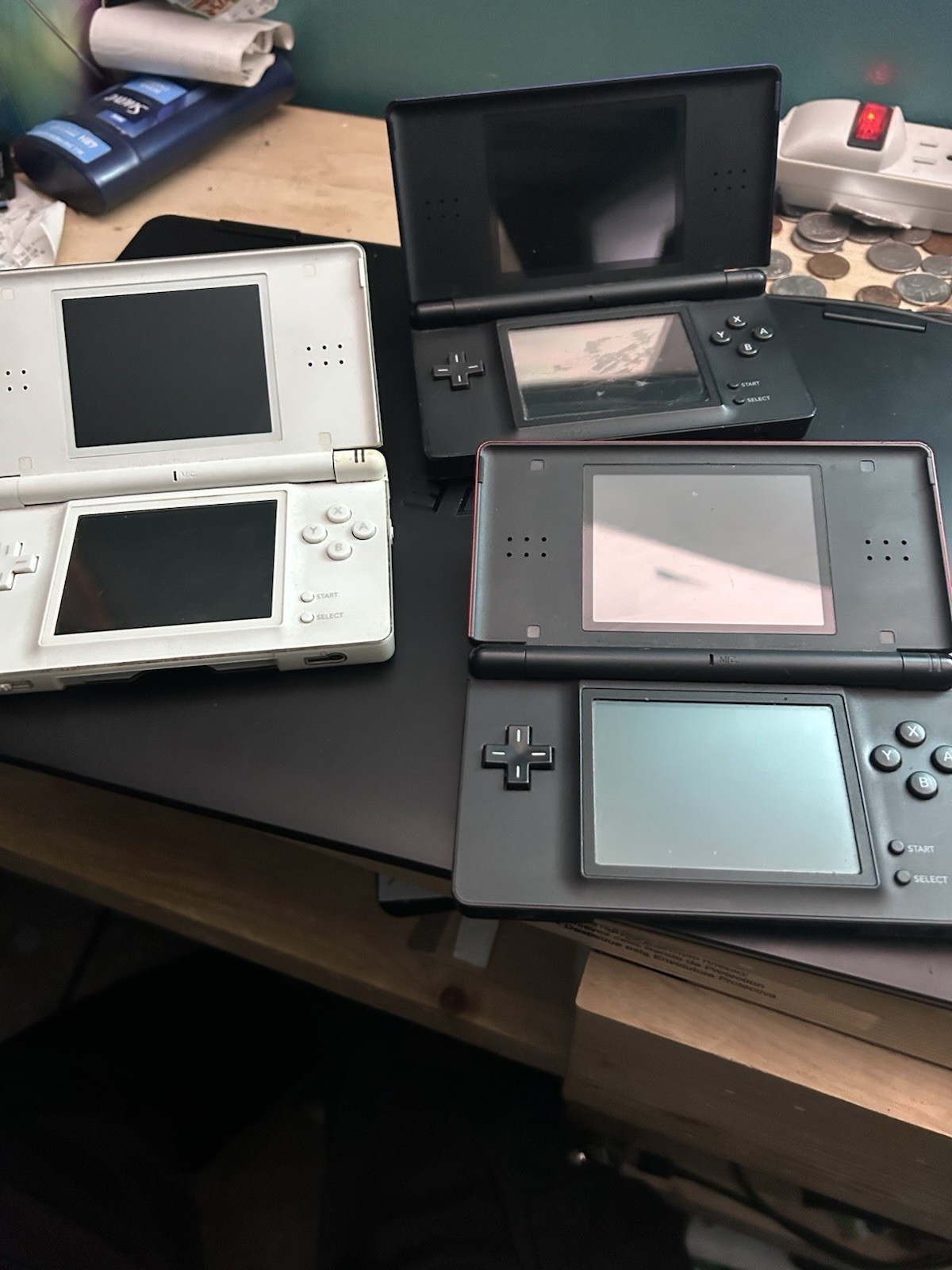 3 Nintendo DS Lite Handheld Console USG-001 Red Blue White READ DESC