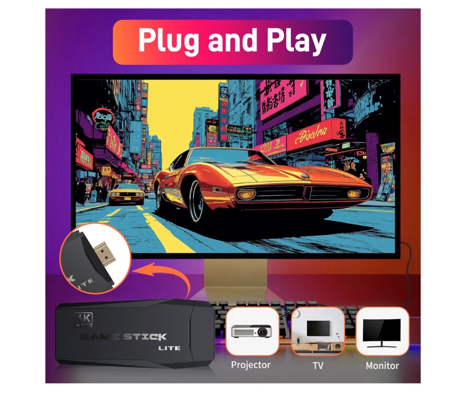 M8 25000 Game Stick/2.4g Wireless Controller Gamepad/Arcade Gaming Snes Nes More