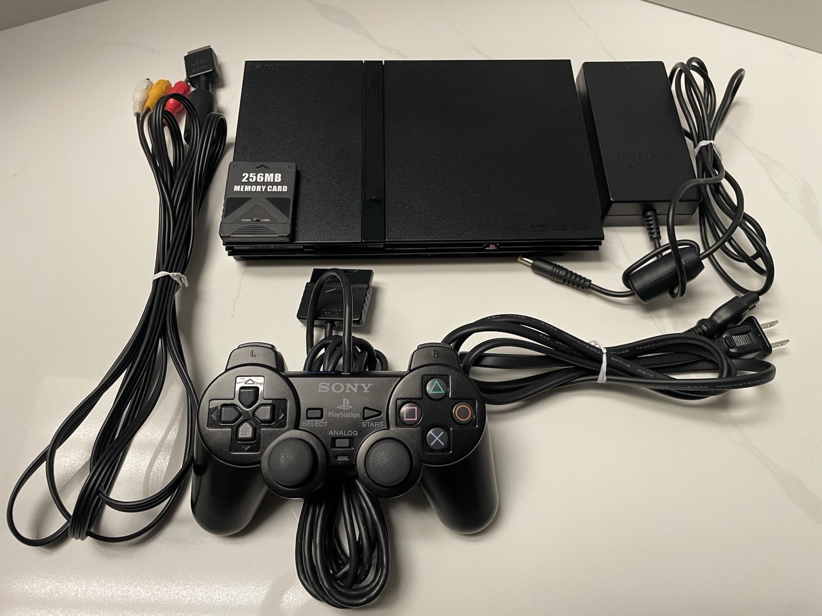 Sony PlayStation 2 SCPH-75001 Slim Black Console w Accessories, Tested + Working