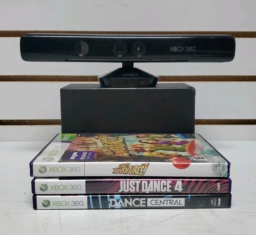 Xbox 360 Kinect Sensor Bar Bundle w/Games – Tested & Works – Lot #13 *READ*
