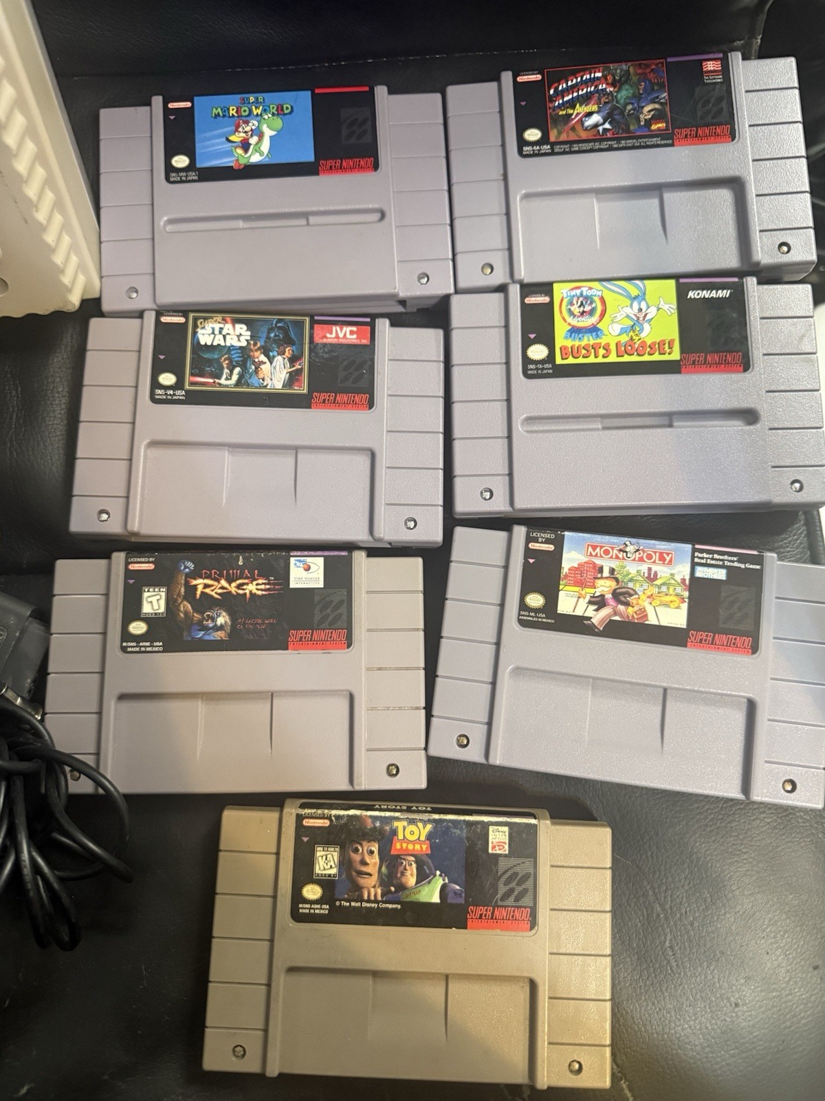 Super Nintendo System Lot SNES Bundle Console with 7 Games 2 Controllers WORKS!
