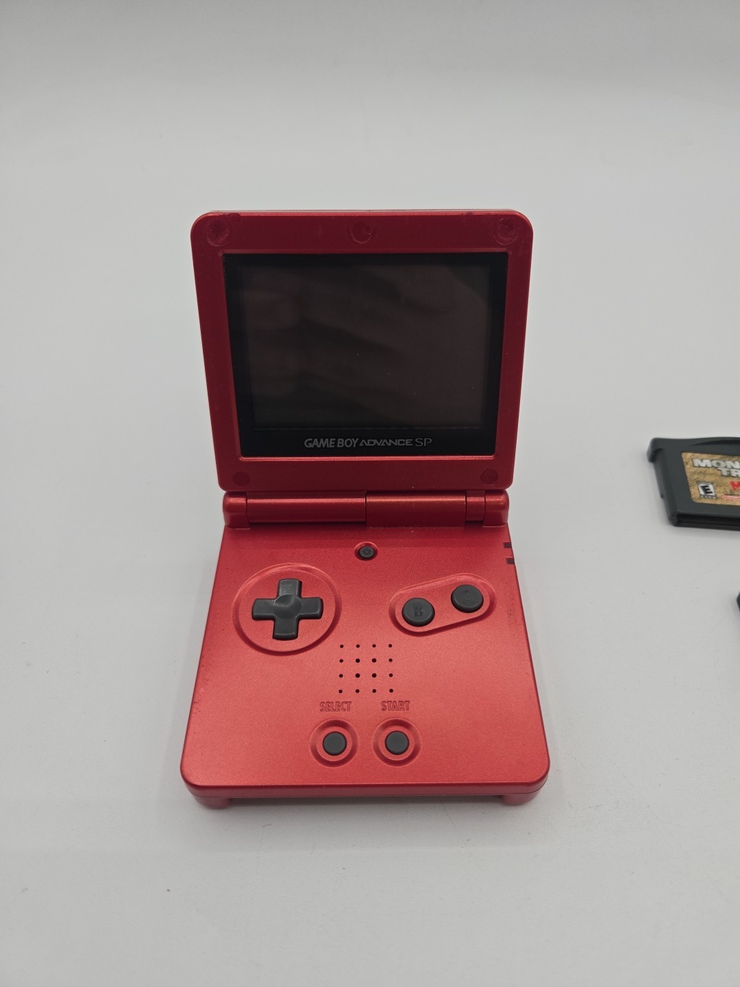 Nintendo Game Boy Advance SP Handheld System Flame Red W/charger And 4 Games