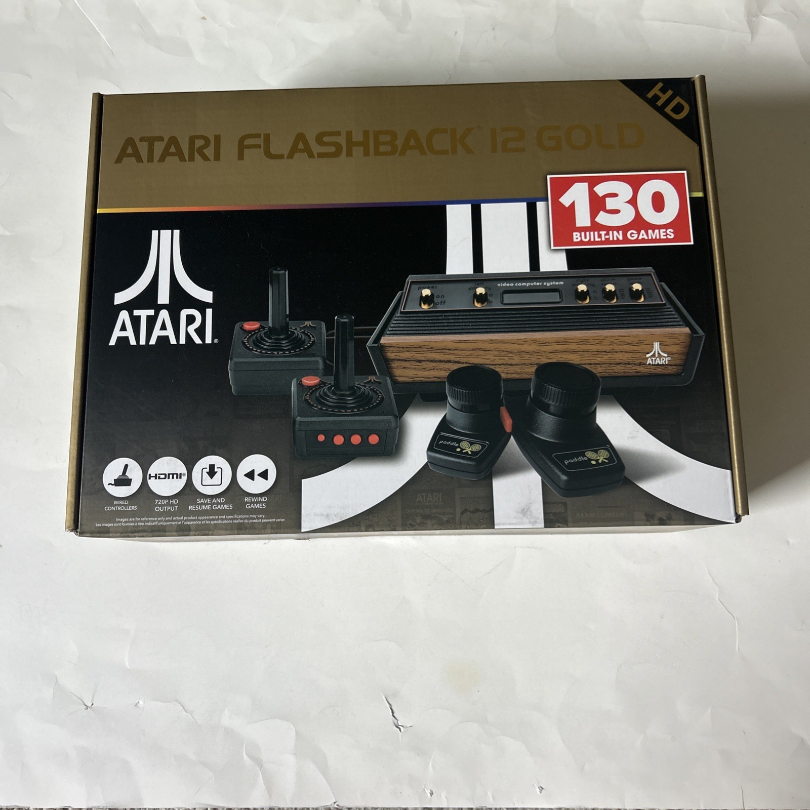 HDMI Atari Flashback 12 Gold Retro Game Console-130 Classic Game-2 Joy stick-NEW
