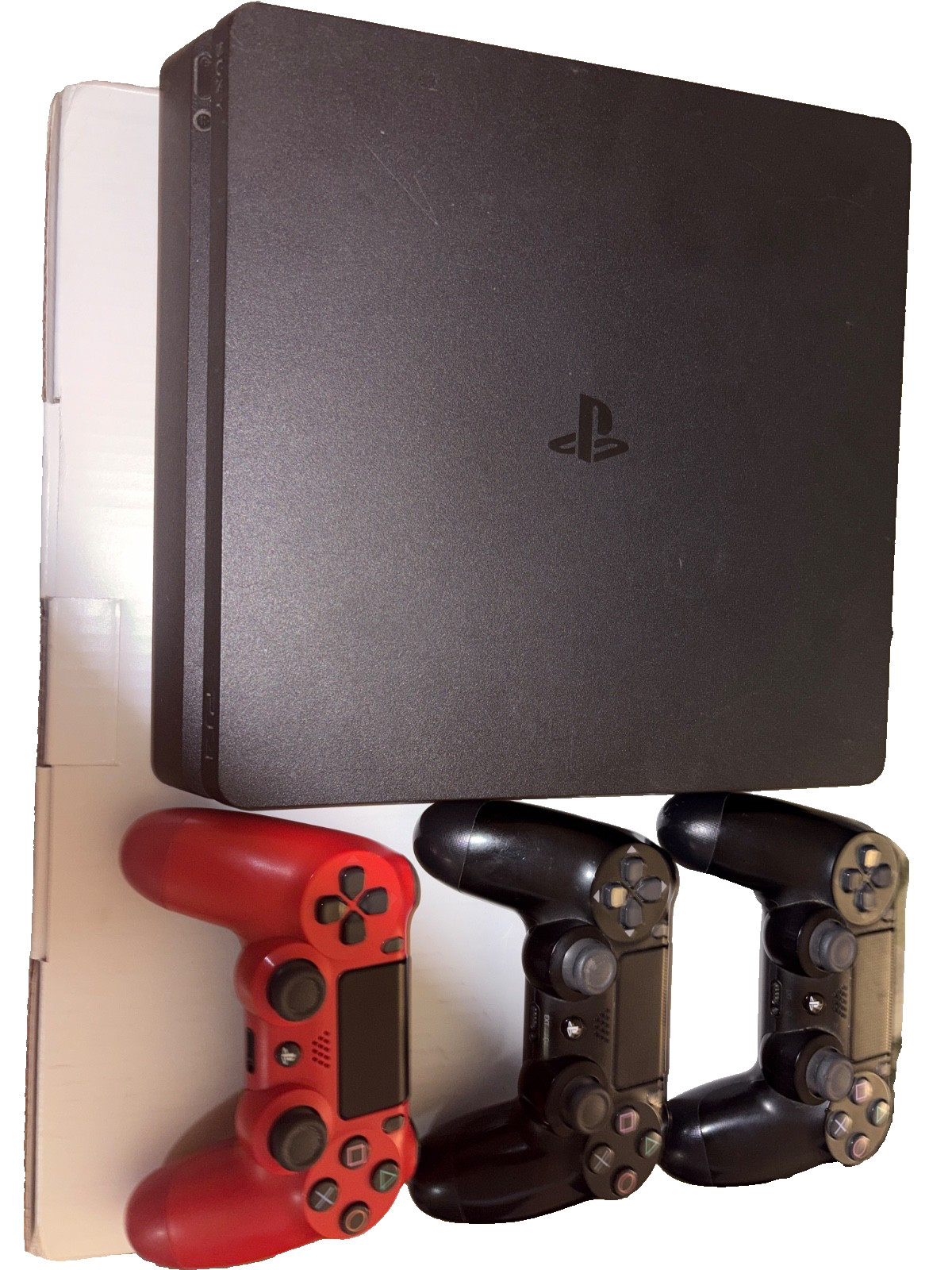 Sony PlayStation 4 Slim 500GB Gaming Console with Controllers (3) Black(2) Red1)