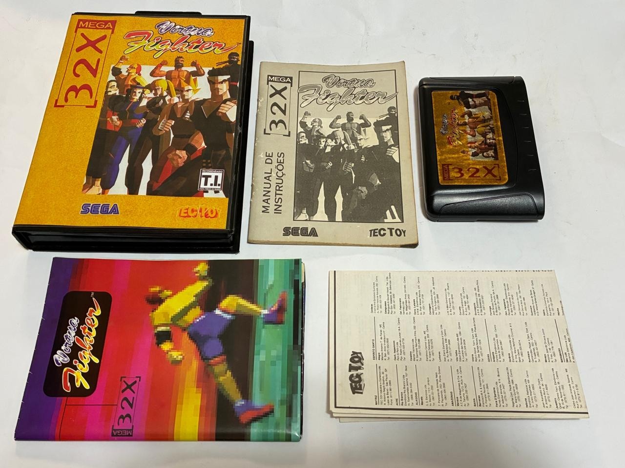 Sega 32X : Virtua Fighter Tectoy with original manual and box, DUST COVER REPRO