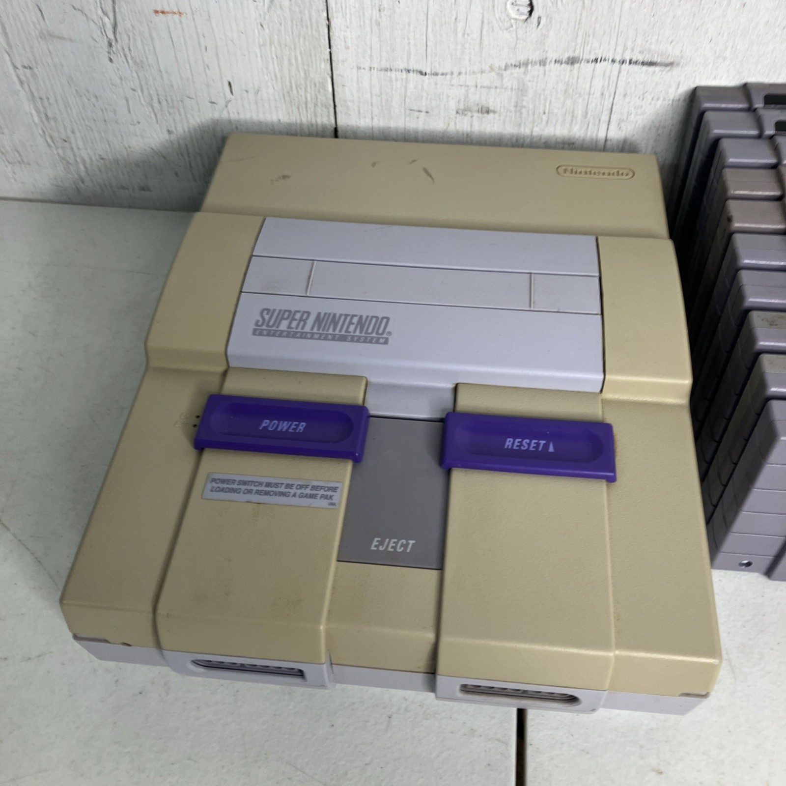 Super Nintendo SNES System Console Bundle W/ 10 Games Mario World Mario Kart