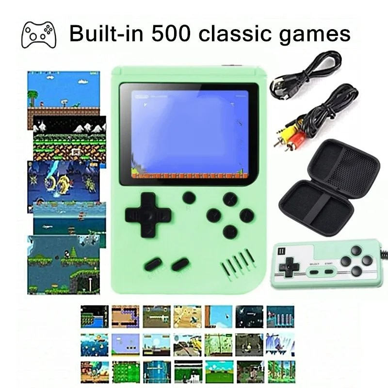 Handheld Retro Game Console 500+ Classic Games Gameboy Emulator TV Output Pink