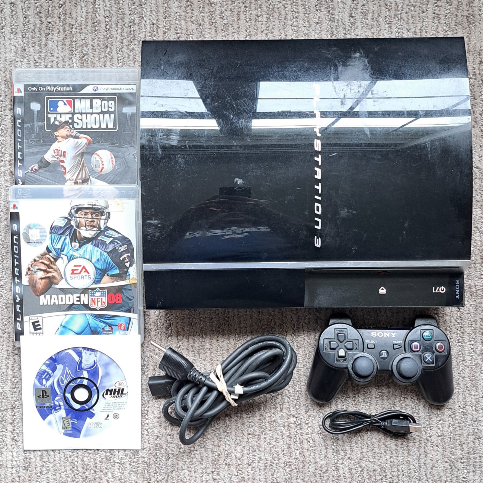 Sony PlayStation 3 80GB Fat Console PS3 Bundle CECHK01 + Video Games, Controller