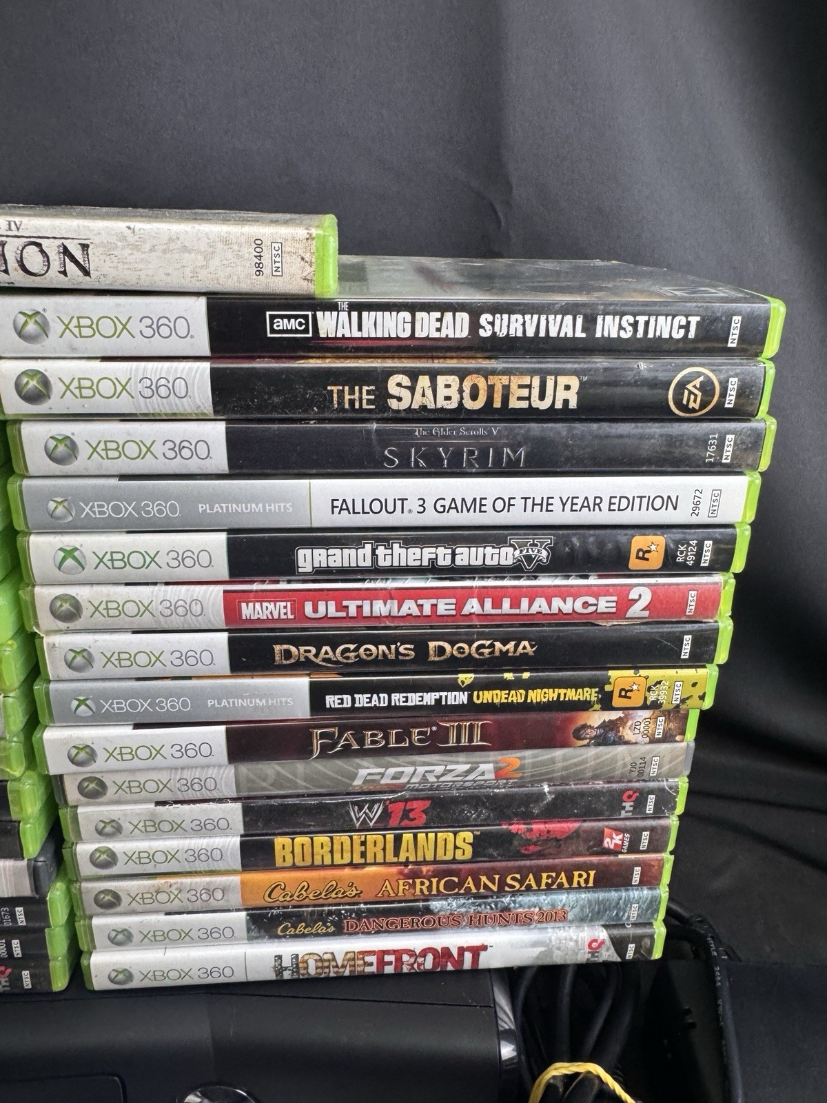 Xbox 360 Slim 250GB Bundle 33 Games Controller HDMI Power Red Dead GTA V Tested