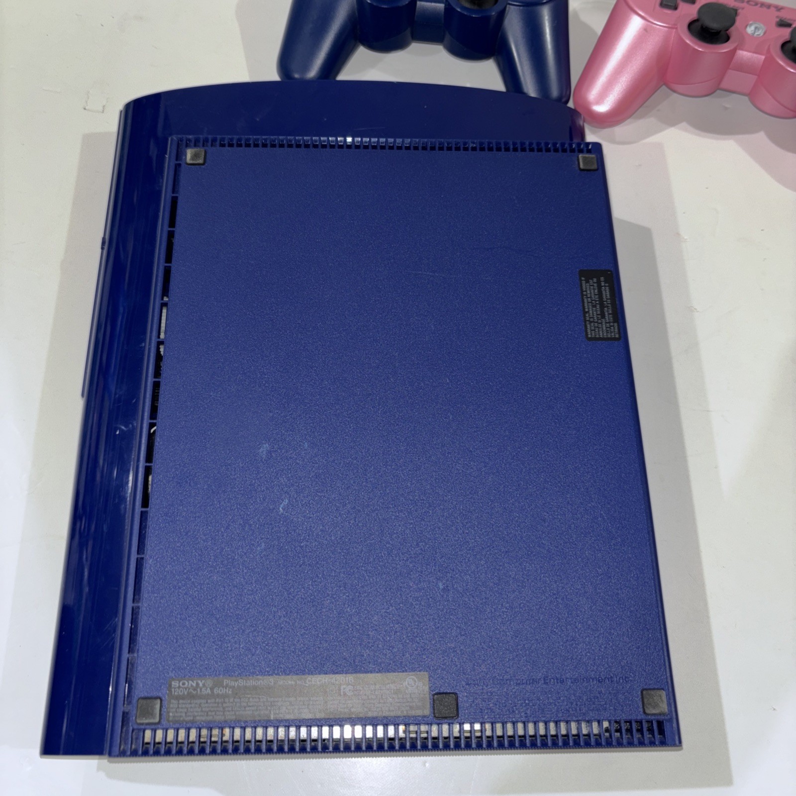 Sony PlayStation 3 Console PS3 Blue Console CECH-4201B Blue And Pearl Pink Cont.