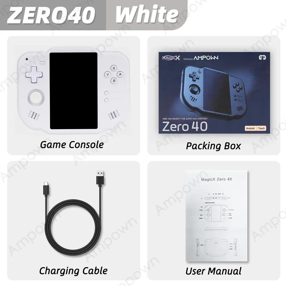 AMPOWN ZERO 40 Video Game Console 4” IPS Multi-touch Screen Android A133P Suppo