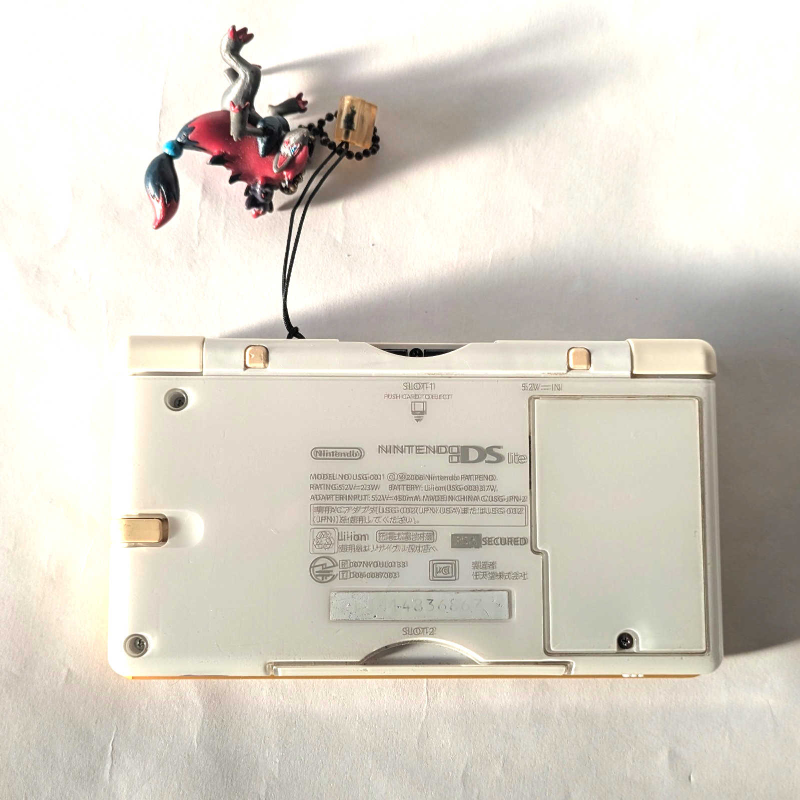 Nintendo DS Lite Polar White Console Pokemon Fire Type Tested Charger Strap Case