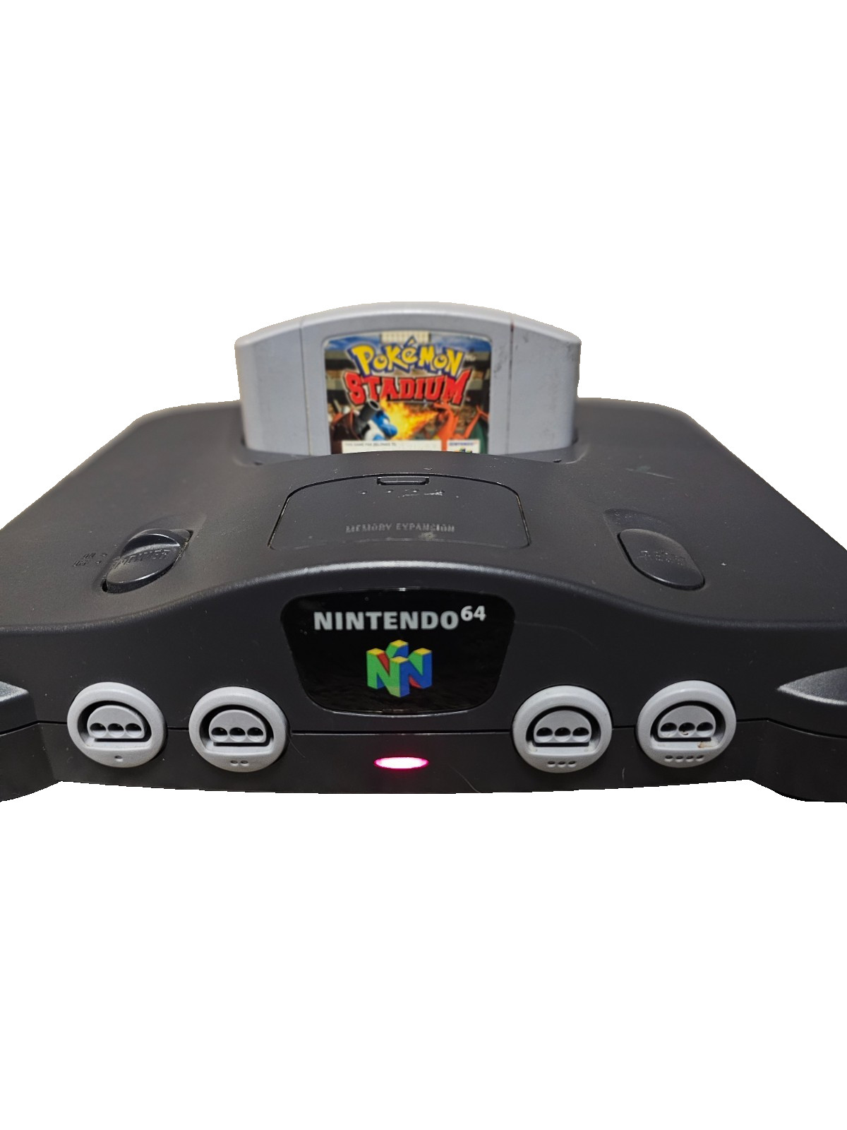 Nintendo 64 System 32MB Home Console – Charcoal Gray with pokemon stadium game