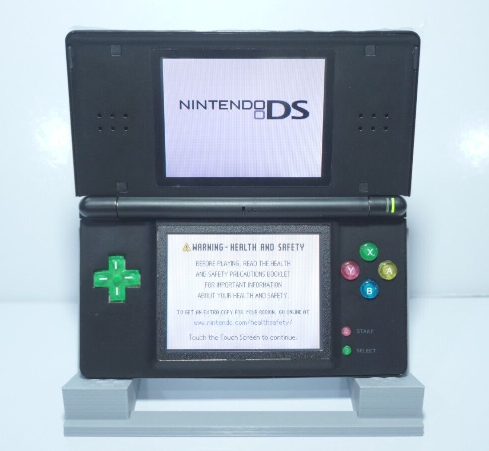 Nintendo DS Lite Black Handheld System with Rainbow Buttons, Charger, & Stylus