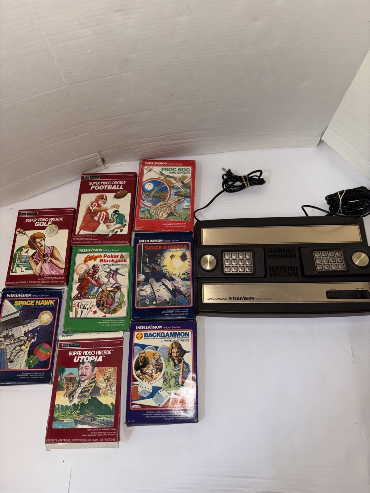 Mattel Intellivision Game Console 2609 With 8 Boxed Games Tested Works