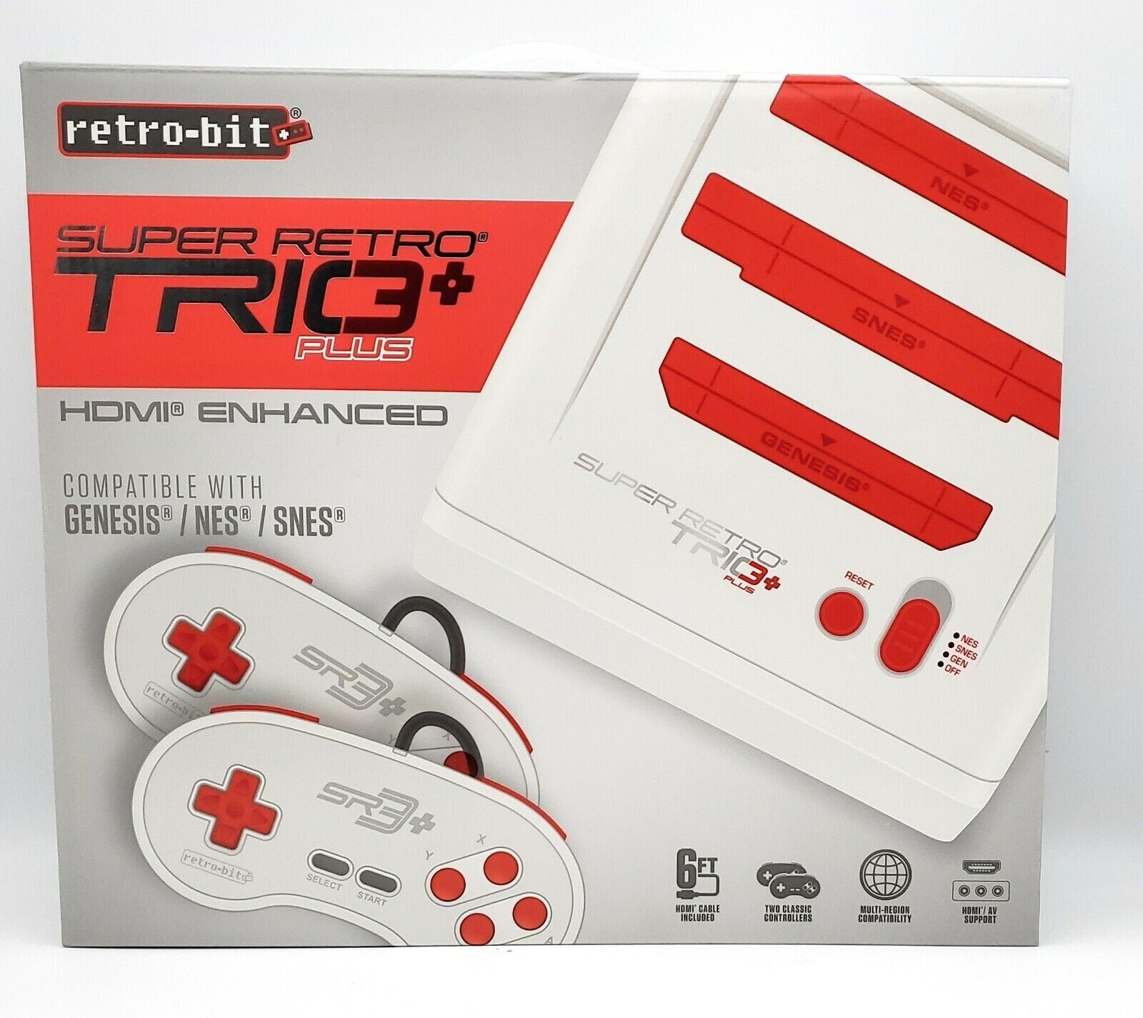 Super Retro Trio Plus+ HD Console NES SNES Sega Genesis (Mega Drive) BRAND NEW!
