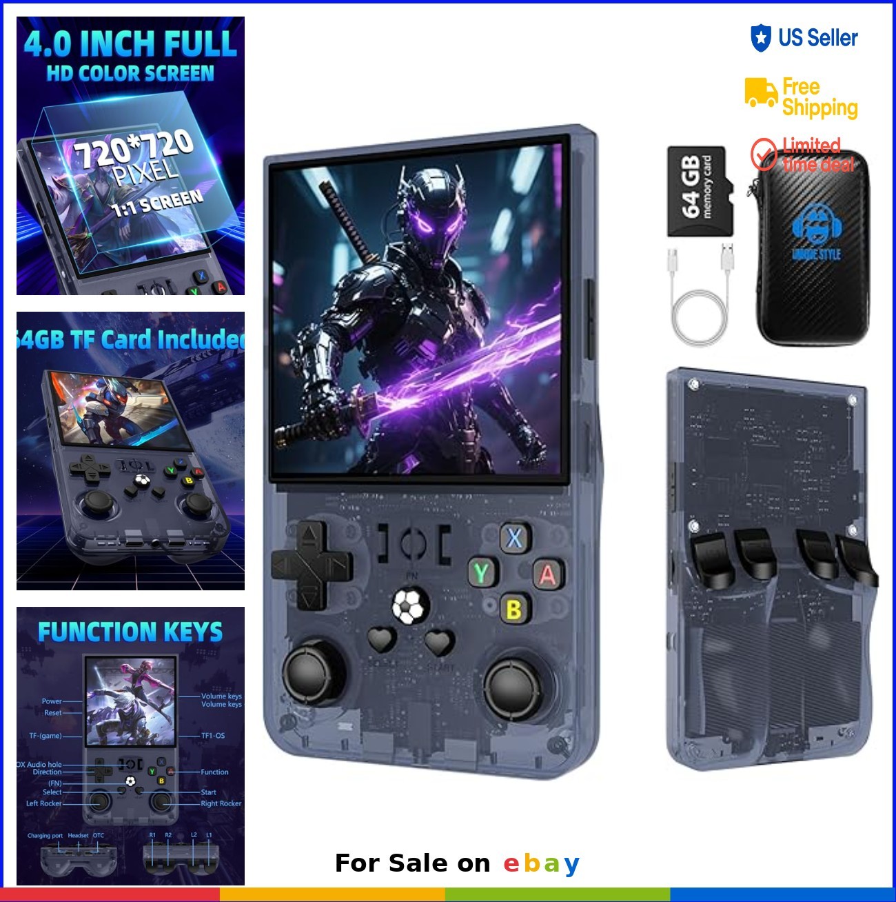 Retro Handheld Game Console 4.0 Inch IPS 64GB Linux 4000mAh Battery Portable
