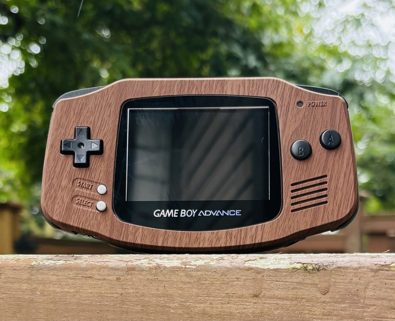 Gameboy Advance Soft Touch Wood Pattern Gaming Console IPSV2 Backlight & USB C