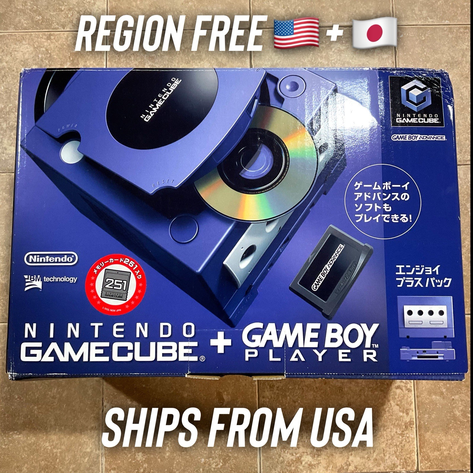 MINTY Nintendo GameCube System Indigo CIB + Game Boy Player Region FREE TESTED