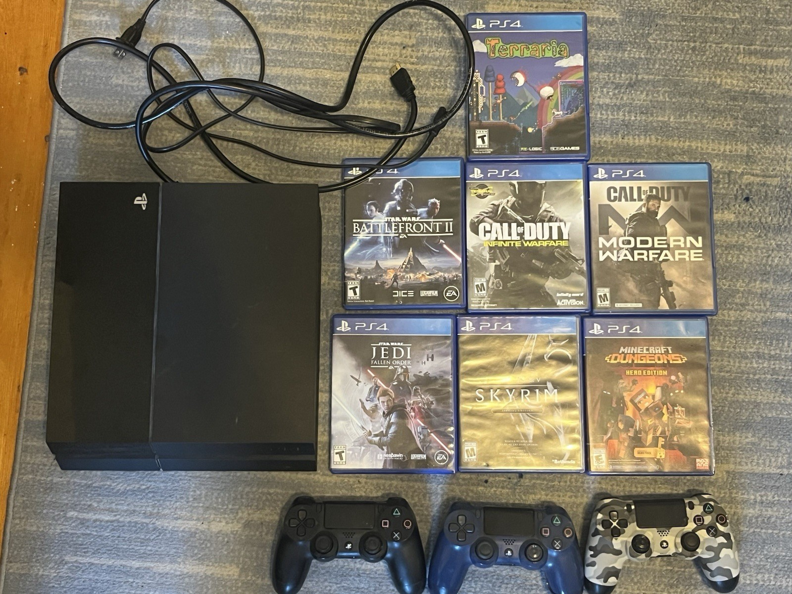 Untested PlayStation 4 PS4 Console Lot + 3 Controllers + 7 Games